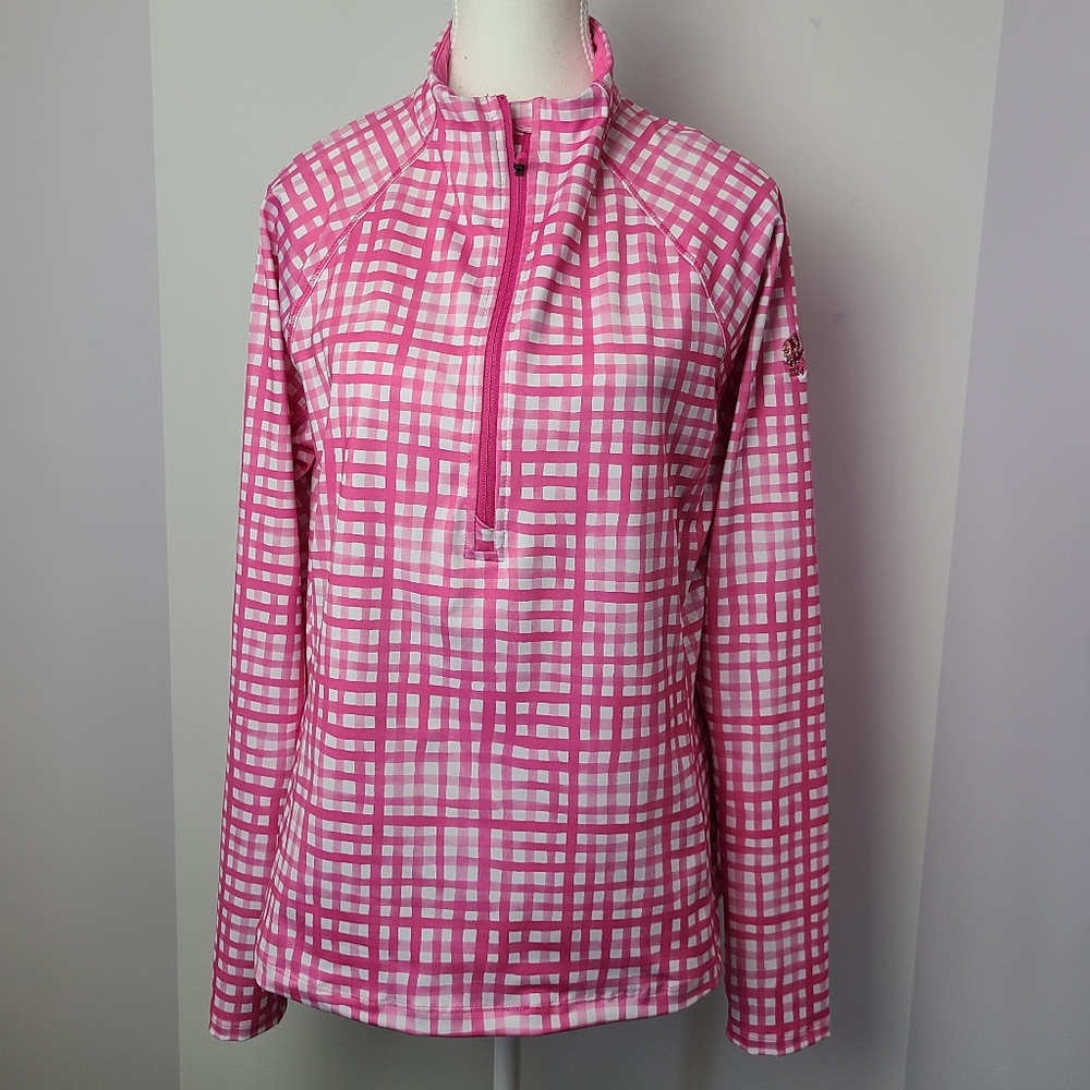 Vineyard Vines Performance  gingham long sleeve shirt, Sz L (PTP 19.5")